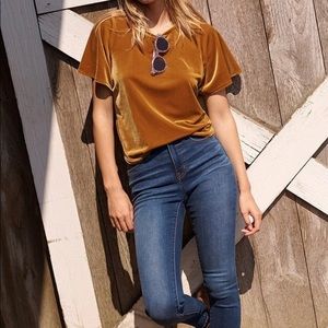 NWT MADWELL gold color butterfly top🦋 sz Large